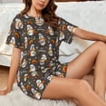 thumbnail image 4 of Bingfone Gnome And Pumpkin Print Pajamas Sets for Women Soft Short-Sleeved Pjs with Lounge Shorts Two Piece Sleepwear, 4 of 5
