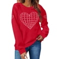 thumbnail image 1 of Wo-Fusoul Chandail en Molleton pour Femmes Saint-Valentin Imprimé Feuille Col Rond Manches Longues Décontracté Sportif Haut Rouge G, 1 of 7