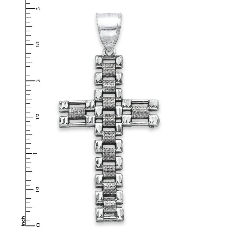 925 Sterling Silver Extra Large Chain Link Cross Pendant for