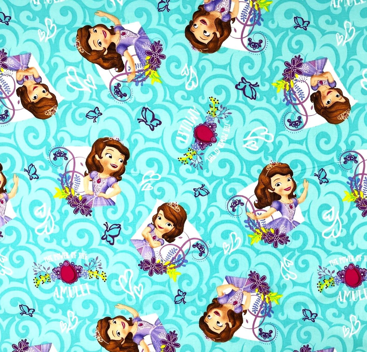 1 Yard - Disney Sofia the First Princess on Blue  Cotton Fabric (Great for Quilting, Sewing, Craft Projects, Throw Pillows & More) 1 Yard X 44" Wide