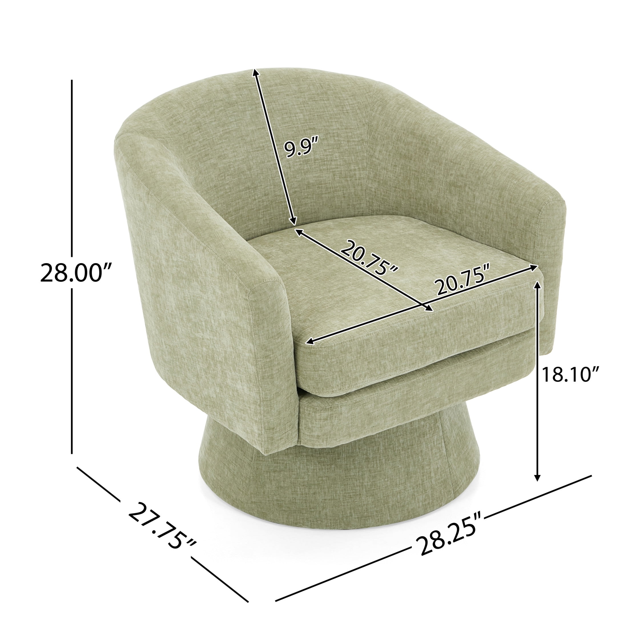 Christopher Knight Home Contemporary 360° Swivel Barrel Accent Chair, Green Chenille Upholstery and Cushion