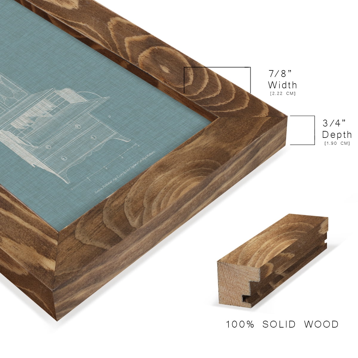 Hepplewhite Desk & Bookcase I - Framed Print w/glass - Walnut