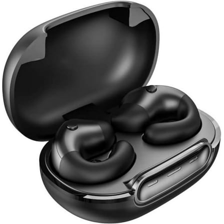 Open Ear Bone Conduction Headphones Bluetooth 5.3 Wireless Bluetooth with Charging Case,IPX4 Waterproof Earphones Sport, Clip-on Earphones, for Running, Walking, Workout