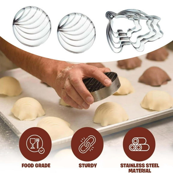 5PCS Pig Cookie Cutter Mexican and 2PCS Concha Cutter, Stainless Concha Stamp, 5 Sizes Bread Stamp, Kitchen Mold for Making Traditional Mexican Bread