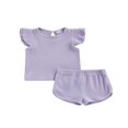 thumbnail image 1 of Newborn Baby Girl Summer Clothes Ribbed Sleeveless Top Elastic Short Pants 2Pcs Set White 3-6 Months, 1 of 8