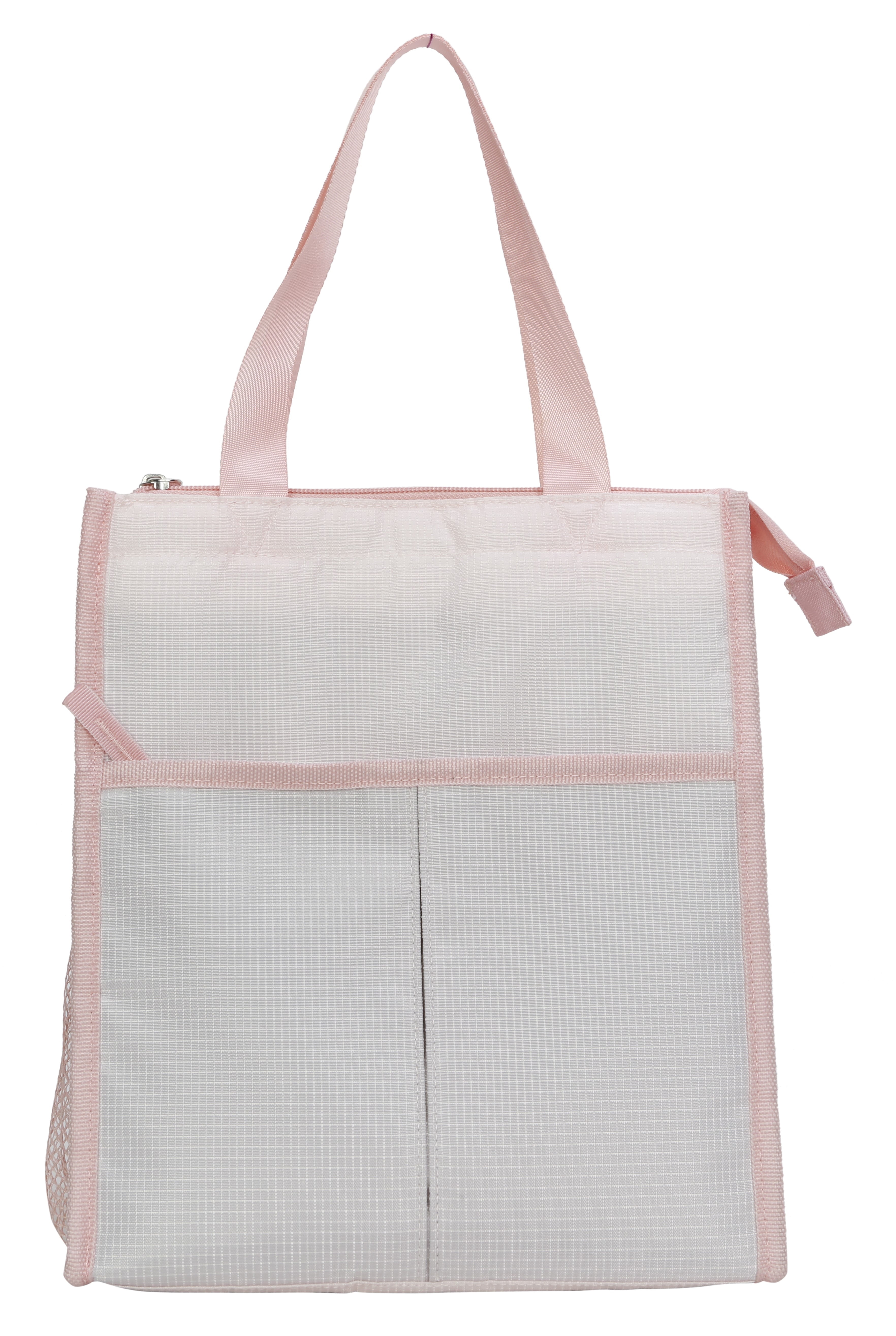 (2 pack) Mainstays Pink Reusable Polyester Lunch Bag with Zippered Main Pocket, Ideal Use for Workday Meals and Travel