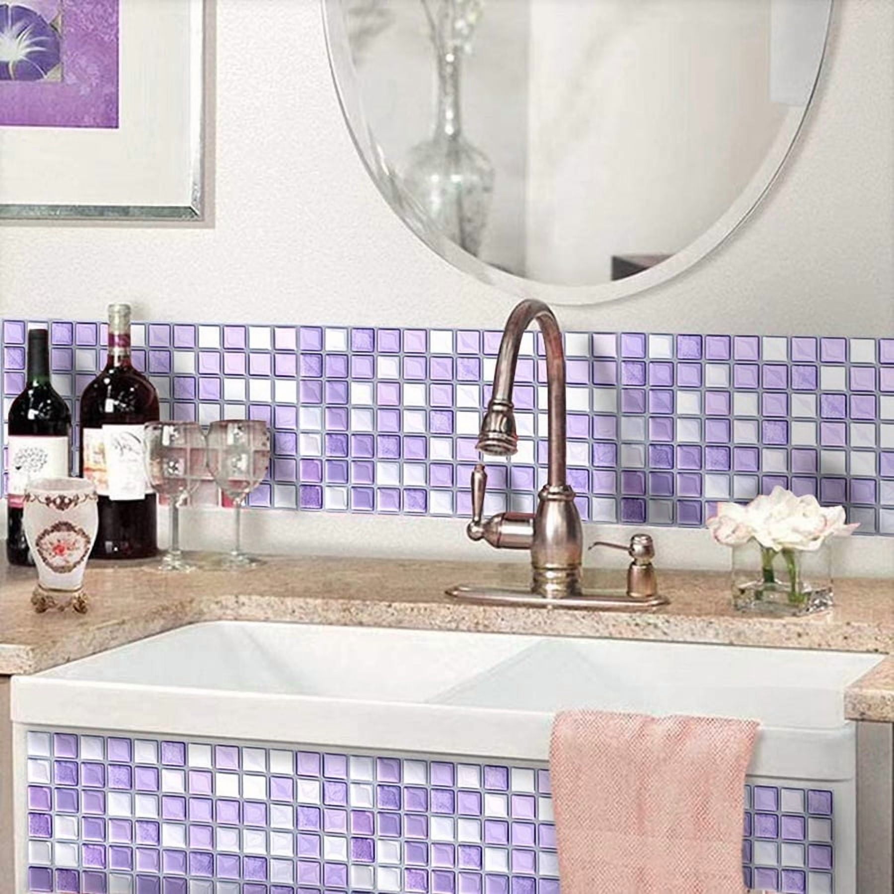 3D Mosaic Sticker Peel and Stick Tile Backsplash Wall Paper for Home Kitchen, Pack of 20