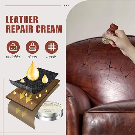 Leather & Furniture Repair Salve, 2025 New Leather Furniture Salve & Brush Set, Furniture Salve for Leather Wood (2 PCS)