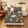 thumbnail image 3 of Manfei Cartoon Giraffe Elephant Bed Sheets, Woodland Tree Plant Full Size Sheets, Cream White, 4pcs, 1 Flat Sheet, 1 Fitted Sheet and 2 Pillowcases, 3 of 6