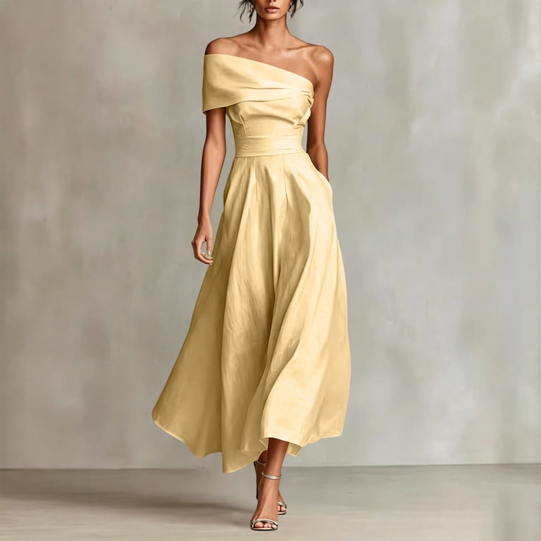 yellow off the shoulder midi dress Irne Sequin Embroidered Off-Shoulder Midi Dress in Yellow, L / Yellow