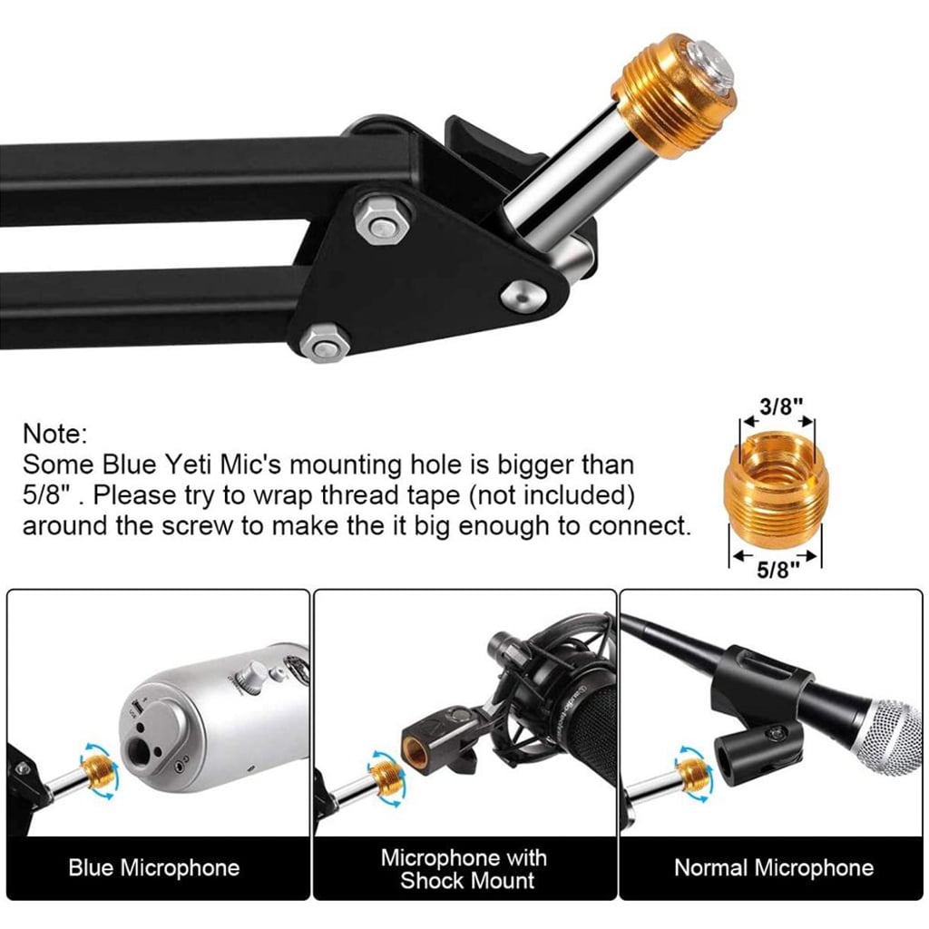 Microphone Stands Mic Clip Boom Arm Foldable Tripod Mic Shock Mount for Professional Streaming,Voice-Over,Recording