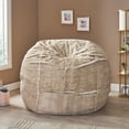 thumbnail image 2 of GDF Studio Maysville Modern Glam 5 Foot Faux Fur Winter Bean Bag, Snow White and Beige, 2 of 8