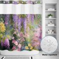 thumbnail image 2 of No Hook Shower Curtain, Spring Flower Shower Curtains for Bathroom with See Through Top Window, Garden Blossom Fantasy Floral Pastoral Oil Painting Waterproof & Washable Bath Curtain Long 72"x78", 2 of 9