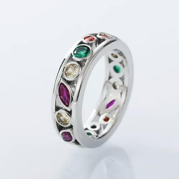 Elegant Anniversary Band 925 Silver Ring Cubic Zircon Women Jewelry Sz 6-10