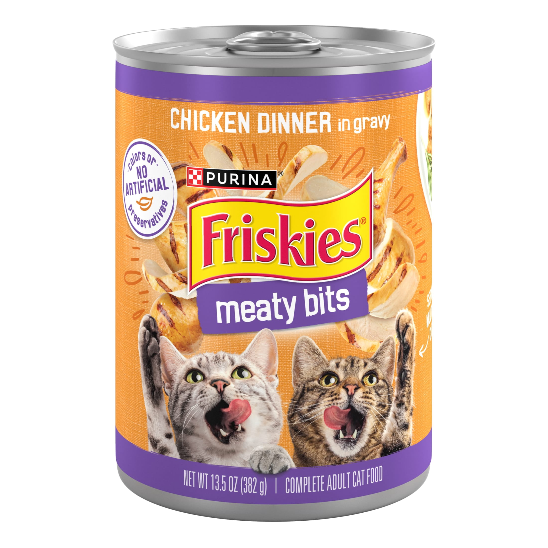 (12 pack) Purina Friskies Meaty Bits Chicken Dinner in Gravy Wet Cat Food, 13.5 oz Can