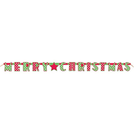 Jointed Red and Green Polka Dots Christmas Banner