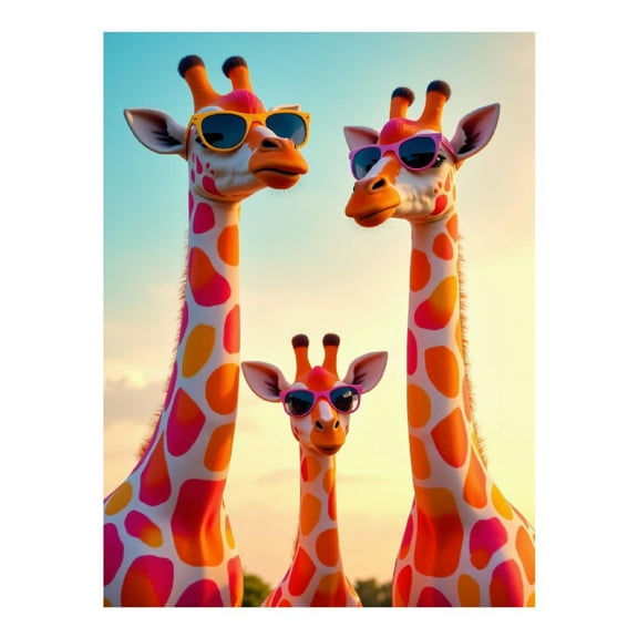 Diamond Art Kit for Adults, Colorful Giraffe Family Sunglasses Fun Diamond Painting for Adults Beginners, 5D DIY Diamond Art Painting Kits, Colorful Diamond Painting Craft for Home Decor 12x16
