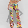 thumbnail image 5 of HAOTAGS Women's Yoga Pants,High Elastic Waist Butt - Lifting Printed Flare Trousers Yellow M, 5 of 8