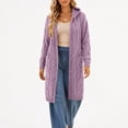 thumbnail image 6 of Naotn Hooded Cardigan for Women Fashion Casual Solid Color Cable‑Knit Open‑Front Long Sleeve Sweater Tops, 6 of 8