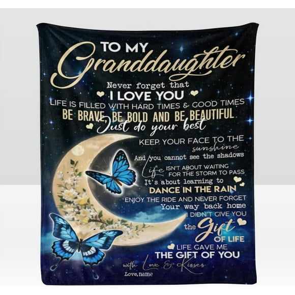 LHSHID Custom Blanket with Name Text Personalized to My Granddaughter Soft Fleece Throw Blanket for Gifts 60"x80"