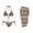 Brown Aztec, variant on 3 Piece Bikini Sets for Women Candy Ice Cream Print Halter Triangle Swimsuit with Matching Chiffon Swimwear Skirts for Women Backless High Cut Swimwear