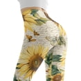 thumbnail image 5 of DISNIMO Sunflower Butterfly Yoga Pants Leggings for Women Print, Soft High Waisted Yoga Pants Tummy Control, Breathable Workout Leggings for Yoga Gym, Beige, XL, 5 of 6
