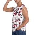 thumbnail image 3 of Lsque Cherry Blossoms Print Men's Cotton Blend Sleeveless Muscle Shirts (S-3XL)- Moisture Wicking, Odor Protection, UPF 30+,Medium, 3 of 8