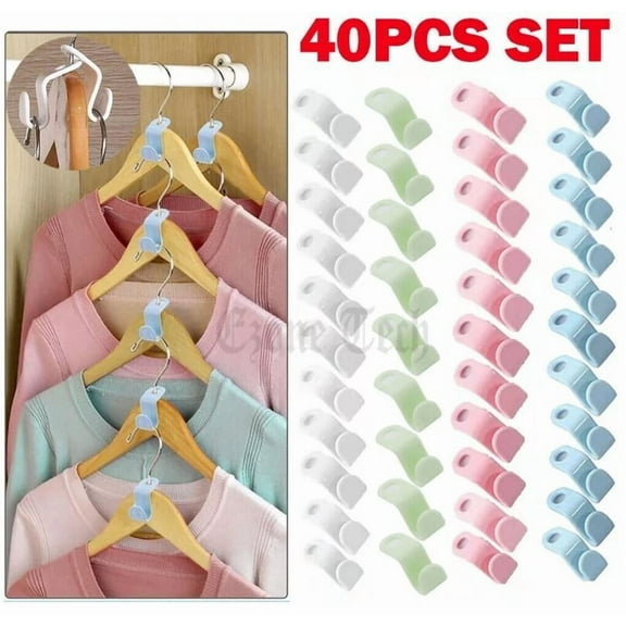 40 Pcs Clothes Hanger Connector Hooks Closet Hangers Organizer Space Saving Clip