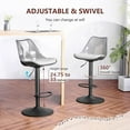 thumbnail image 6 of Modern Swivel Bar Stools Set of 3, Faux Leather Upholstered Counter Height Stools with Clear Acrylic Backrest, Adjustable Bar Stools for Kitchen Island (Grey-3, Set of 3), 6 of 16