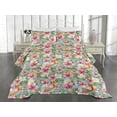 thumbnail image 2 of Ambesonne Birds and Nature Quilted Coverlet 3 Pcs, Vintage Blooms, Queen Size, Seafoam Vermilion Blush, 2 of 4