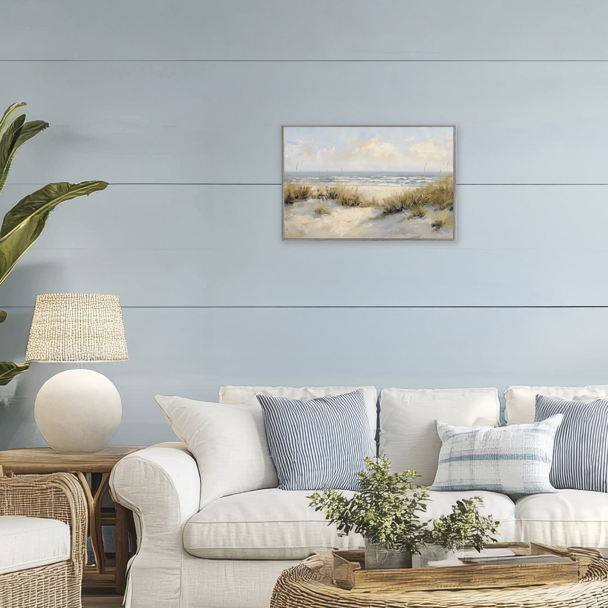 Stupell Industries Coastal Birds Over Dunes Gray Framed Giclee Art, design by Creative Studio