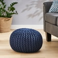 thumbnail image 4 of Noble House Round Plush Cotton Pouf, Blue, 4 of 4