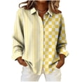 thumbnail image 2 of Utoimkio Women's Long Sleeve Button Down Shirts Casual Striped Dress Shirt Collared Office Work Blouse Tops Size S-XXL, 2 of 6