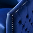 thumbnail image 6 of Swivel Barrel Chair, Modern Velvet Upholstered Accent Chair Armchair with Nailhead Trims & Black Metal Base & Button Tufted Back, Comfy Single Sofa Chair Leisure Chair with 360 Degree Swiveling, Navy, 6 of 7