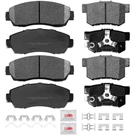 Front and Rear Disc Brake Pads Set Ceramic w/Hardware Replacement for 2007-2016 Honda Cr-V/ 2012 2013-2015 Honda Crosstour/ 2011 Honda Accord Crosstour