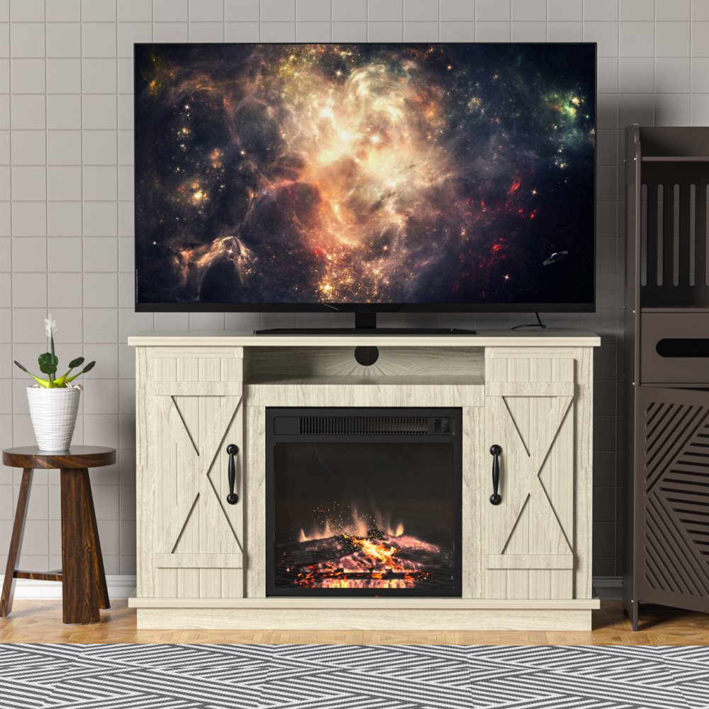 Rustic Farmhouse Fireplace TV Stand for TVs up to 45 Inches, Television Stand Console Electric