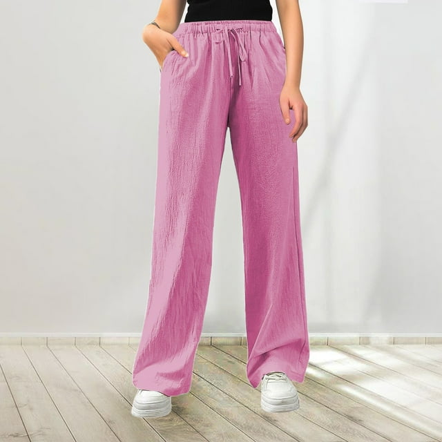 Plus Size Pants Women's Casual Loose Fit High Waist Drawstring Pants With Side Pockets for Everyday and Wear