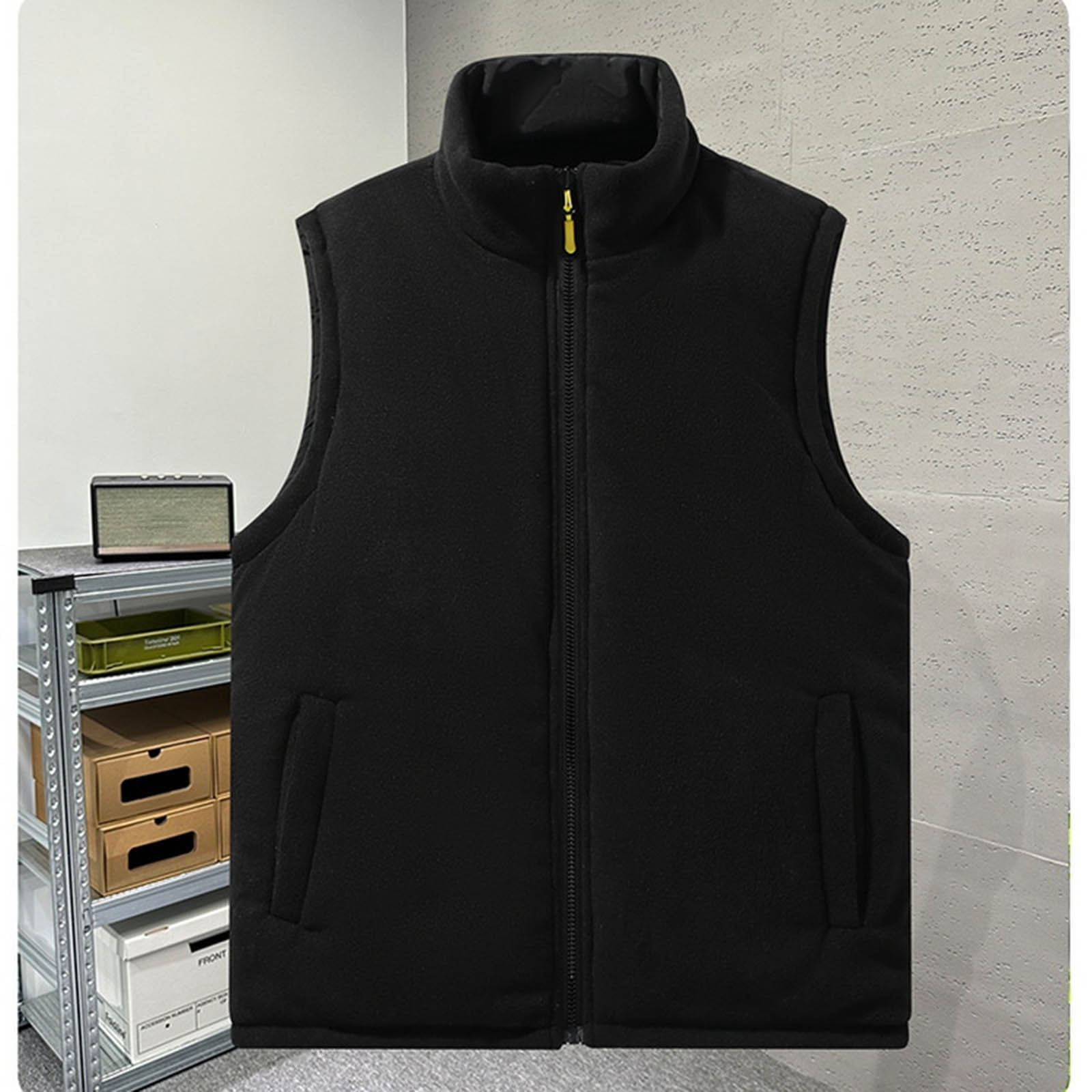 zfhfof Men's Lightweight Reversible Vest Outerwear Zip Up Fleece Lined Sleeveless Jacket Winter Warm Vests for Work Running Hiking