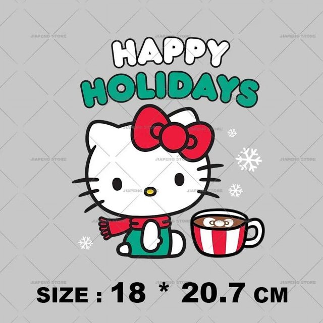Parches de Hello Kitty para regalo de Navidad, transferencia de calor para planchar para ropa, Sanrio, lindo diseño, Kuromi, pegatinas impresas térmicas, bricolaje