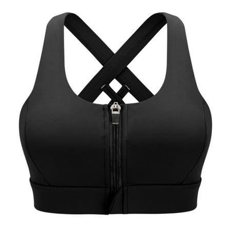 

Spdoo Women s Front Zipper Closure Sports Bra High Impact Support Workout Yoga Sports Bras Black XL