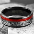 thumbnail image 2 of Tungsten Carbide Rings for Men Wedding Bands for Him 8mm Black Clockwork Gears & Red Wire, 2 of 5