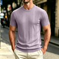 thumbnail image 2 of JTSRKL Mens Ribbed Knit Shirts Crewneck Short Sleeve Breathable Lightweight Tees Textured Summer Casual Daily Comfort Soft Wear Tops, 2 of 8