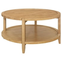 Camilia Coffee Table-1 Shelf-Round Maple Brown Solid Wood-36 Inch