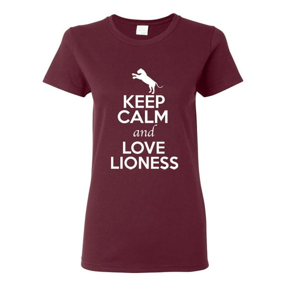 Ladies Keep Calm And Love Lioness Big Cat Animal Lover T-Shirt Tee
