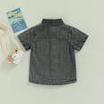 thumbnail image 4 of Douhoow 1-6Y Toddler Boy Denim Shirt Summer Kids Solid Color Short Sleeve Button Down T-Shirts, 4 of 9