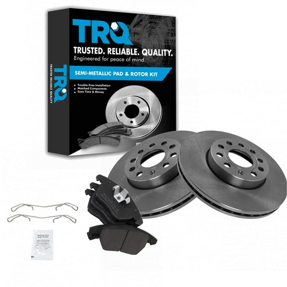 TRQ Front Metallic Brake Pad & 2 Rotors Set Kit Fits Select A3 VW Rabbit Jetta Golf