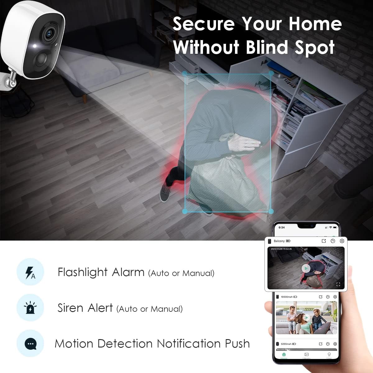 Solar Security Cameras Wireless Outdoor with Solar Panel, Battery Powered 1080p WiFi Night Vision Motion Detect 2-Way Talk IP65 Alarm Cloud/SD Storage