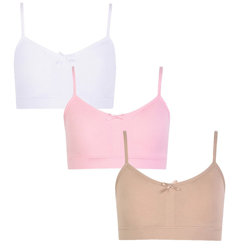 3 Pack of Girls Seamless Sweet Training Plain Bra Top with Adjustable ...
