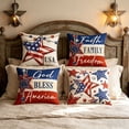 thumbnail image 2 of 4th of July Throw Pillow Covers 18x18in Set of 4,Patriotic Pillow Case for Independence Day,Memorial Day,Veteran's Day,USA,American Summer Outdoor Red White Blue Decorations, 2 of 5
