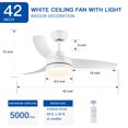 Elegant 42inch Integrated LED Ceiling Fan with Sleek White ABS Blade